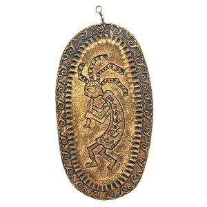 Kokopelli Wall Art Hanging 12" Oval Stone Slate Textured w/ Copper Wire Robson